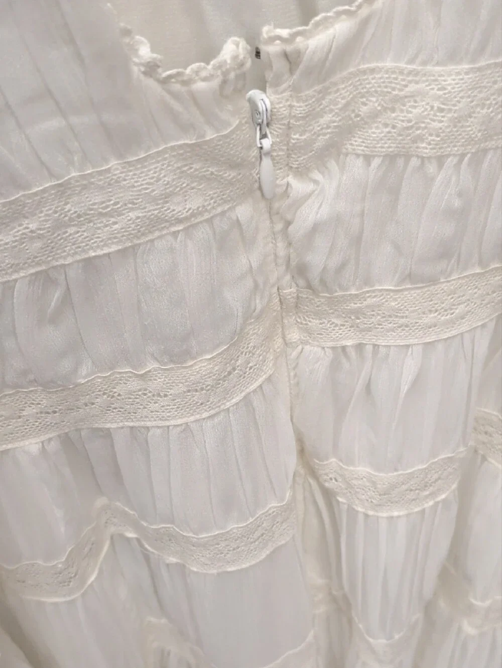 Abercrombie & Fitch White V-Neck Tiered Maxi Dress